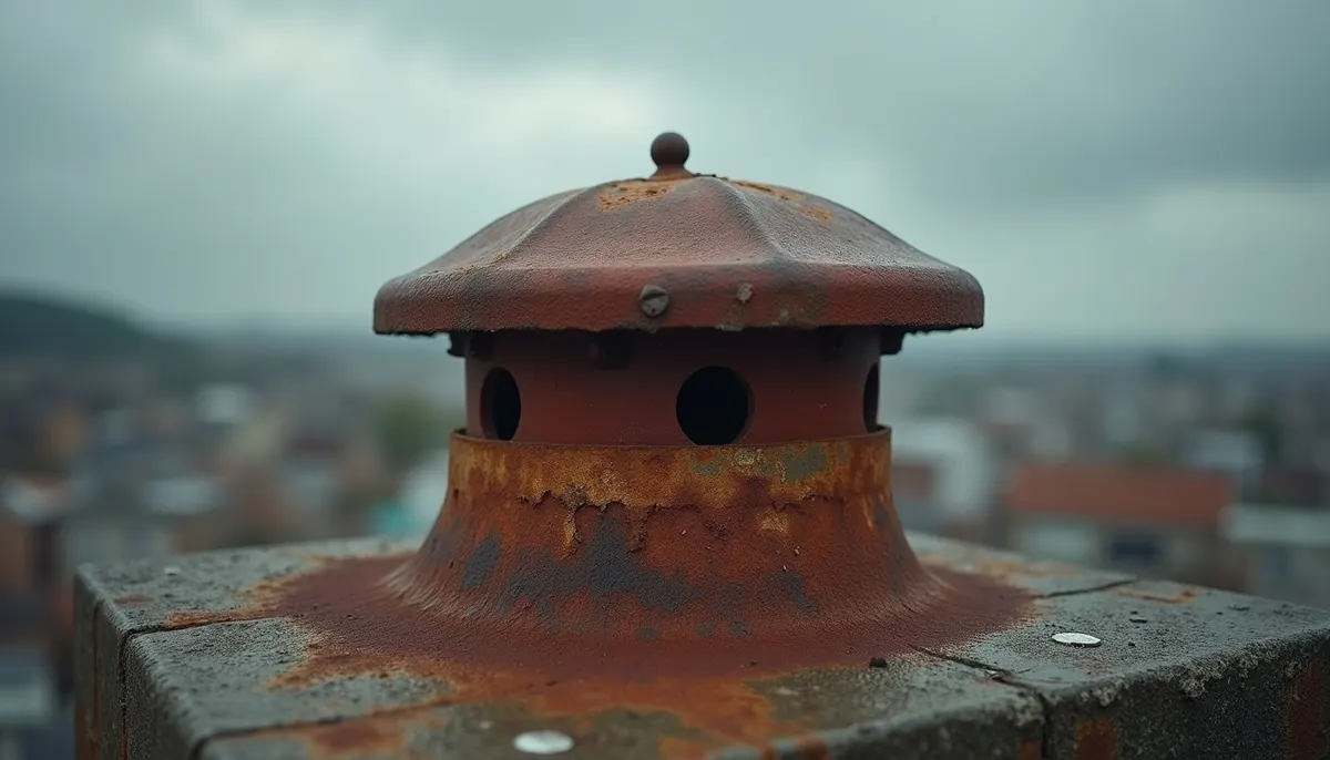 Rust on chimney cap showing signs of wear
